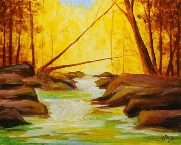 Creek Art Print featuring the painting Golden Hour by Emily Page