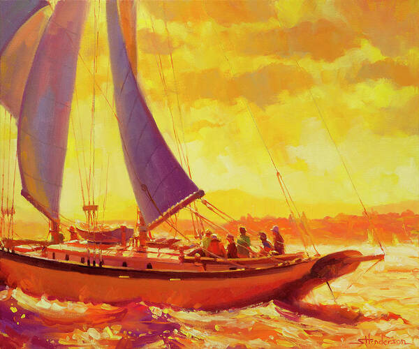 Sailing Art Print featuring the painting Golden Opportunity by Steve Henderson