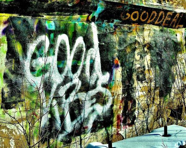 Abstract Graffiti Stone Wall Good Vibes Good Deal Art Print featuring the photograph Good Vibes by Mykul Anjelo