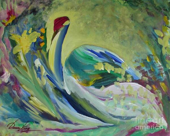 Swan; Bird; Art Print featuring the painting Graceful Swan by Denise Hoag