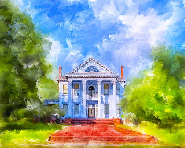 Old Art Print featuring the mixed media Gracious Living - Classic Southern Home by Mark E Tisdale