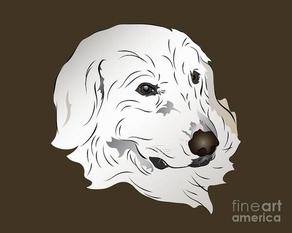 Graphic Dog Art Print featuring the digital art Great Pyrenees Dog by MM Anderson