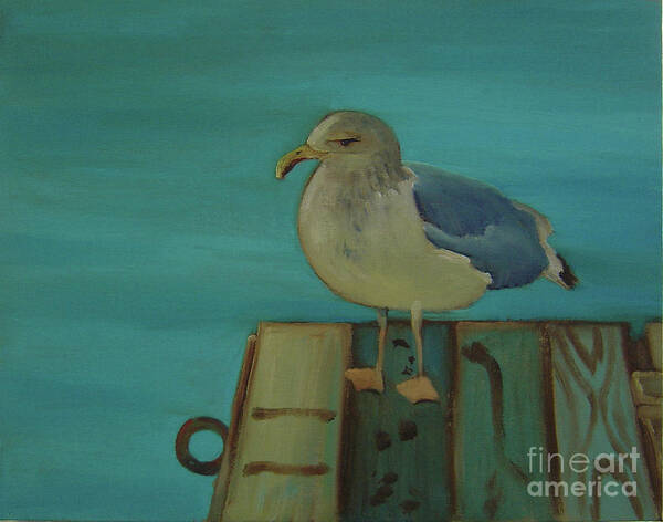 Sea Gull Art Print featuring the painting Gull and Ring by Lilibeth Andre