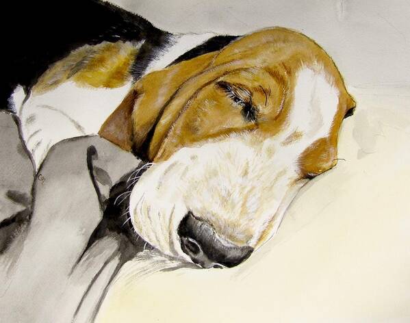 Basset Hound Painting Art Print featuring the painting Hazel first portrait by Carol Blackhurst