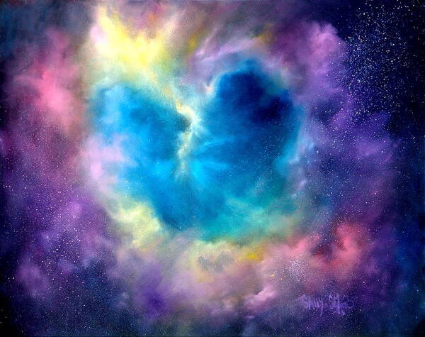 Celestial Art Print featuring the painting Heart of the Universe by Sally Seago