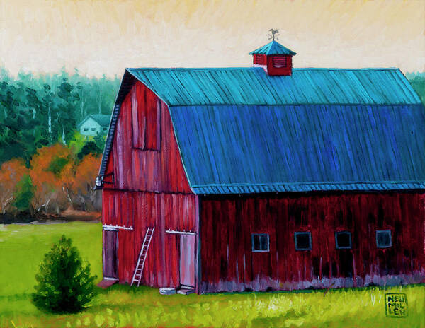 Barn Art Print featuring the painting Henry Strong Barn circa 1928 by Stacey Neumiller