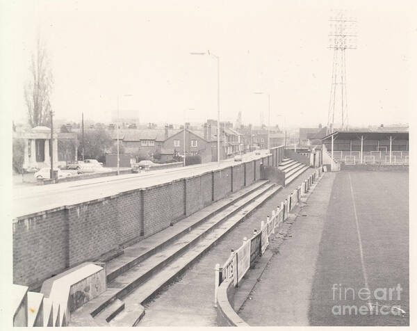  Art Print featuring the photograph Hereford United - Edgar Street - Weston Side 1 - BW - 1969 by Legendary Football Grounds