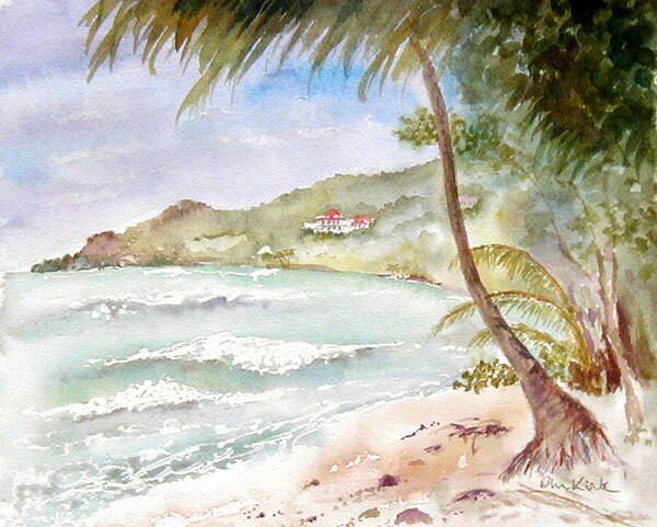 Tortola Art Print featuring the painting High Surf at Brewers by Diane Kirk