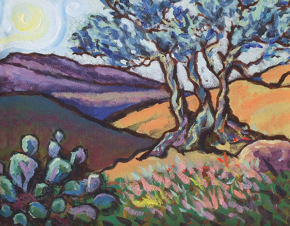 Texas Art Print featuring the painting Hill Country Dusk by Sandra Presley