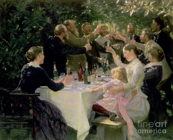 Party Art Print featuring the painting Hip Hip Hurrah by Peder Severin Kroyer