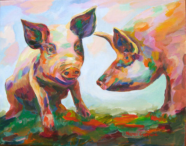 Pigs Art Print featuring the painting Hog consultation by Naomi Gerrard