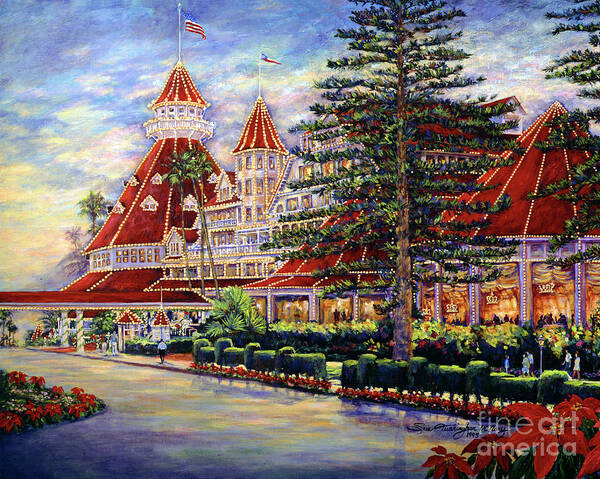 Holiday Hotel Del Coronado Art Print featuring the painting Holiday Hotel 2 by Glenn McNary