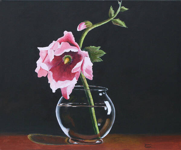 Flower Art Print featuring the painting Hollyhock by Donna Tucker