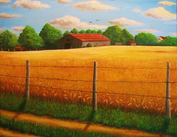 Farm Scene..... Barn Art Print featuring the painting Home on the farm by Gene Gregory