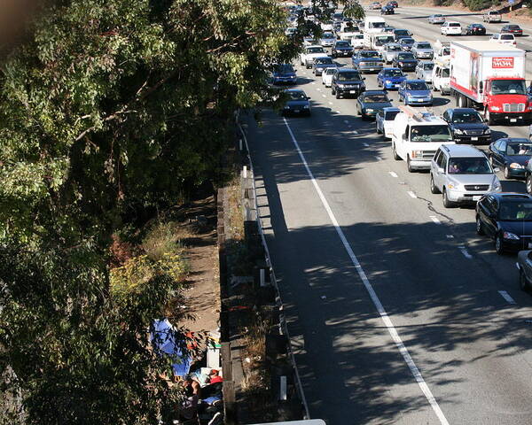 Homeless Art Print featuring the photograph Freeway Living by Cynthia Marcopulos