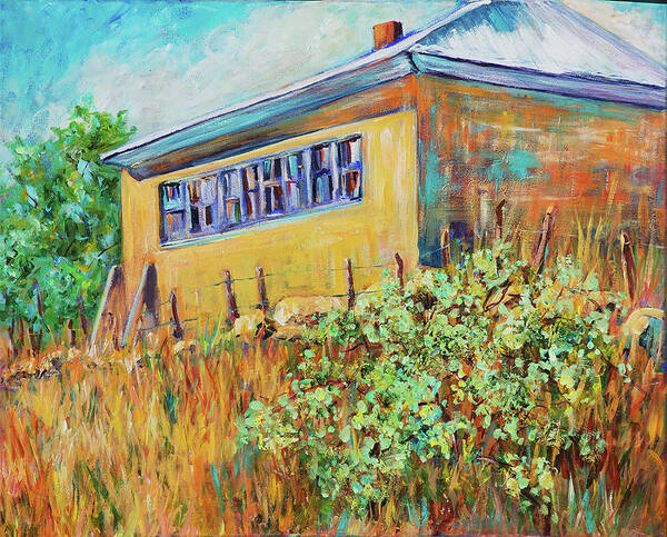 School Art Print featuring the painting Hondo Valley School House by Sally Quillin