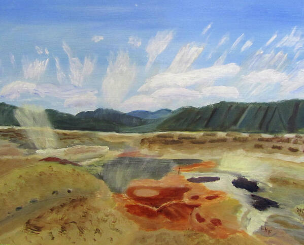 Yellowstone Art Print featuring the painting Hot Springs by Linda Feinberg