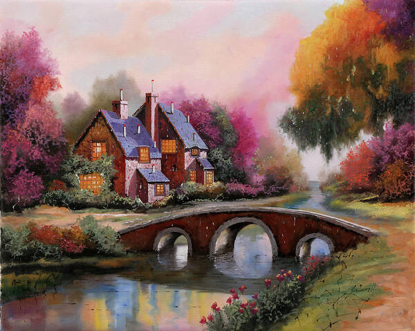 Rainbow Art Print featuring the painting Il Ponticello Marrone by Guido Borelli