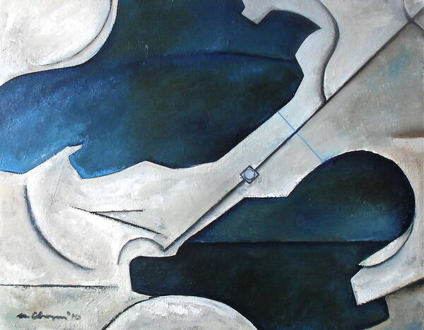 Isthmus Lake Mendota Lake Monona Madison Wisconsin Blue White Art Print featuring the painting Isthmus by Martel Chapman