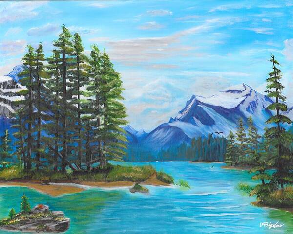 Mountains Art Print featuring the painting Jasper Moutains by David Bigelow