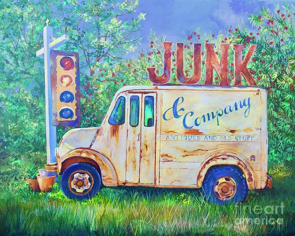 Signal Light Art Print featuring the painting Junk Truck by AnnaJo Vahle
