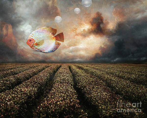 Surrealism Art Print featuring the mixed media Just an ordinary day by Jacky Gerritsen