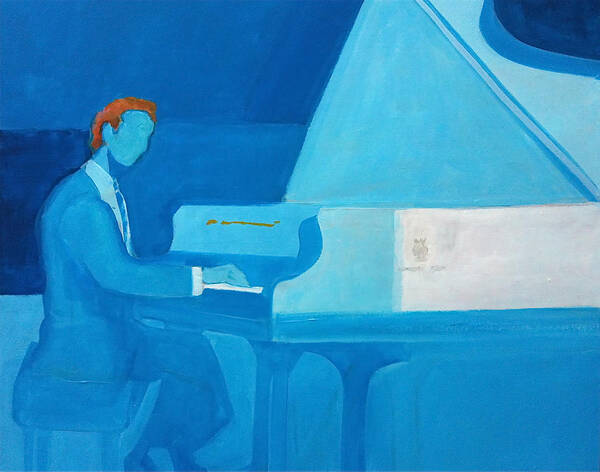 Blue Piano Art Print featuring the painting Justin Levitt Steinway Piano Blue by Suzanne Giuriati Cerny