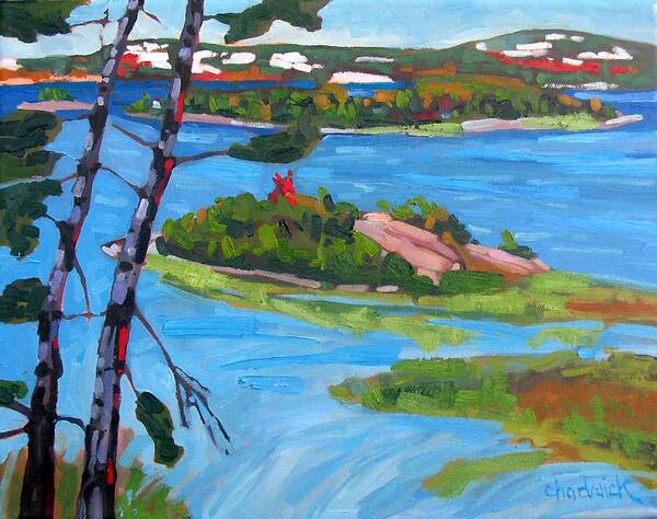 Killarney Art Print featuring the painting Killarney Bay White Pines by Phil Chadwick