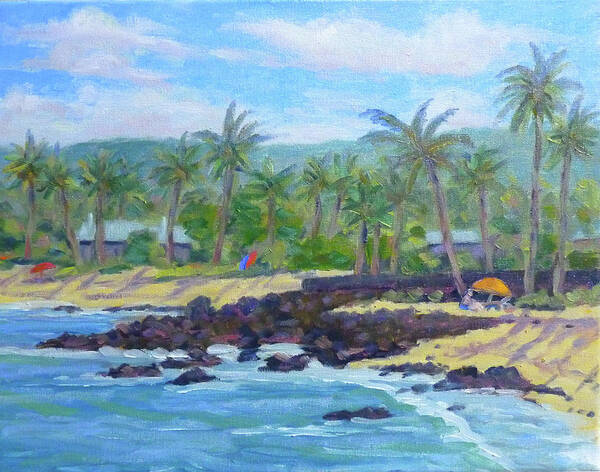 Landscape Art Print featuring the painting Kukio Beach by Stan Chraminski