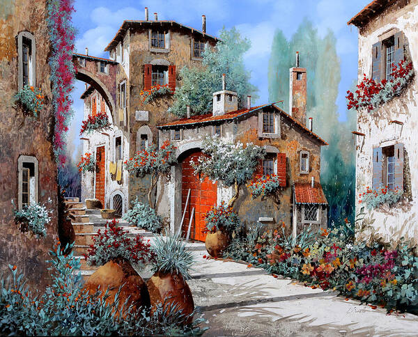 Red Door Art Print featuring the painting La Porta Rossa by Guido Borelli