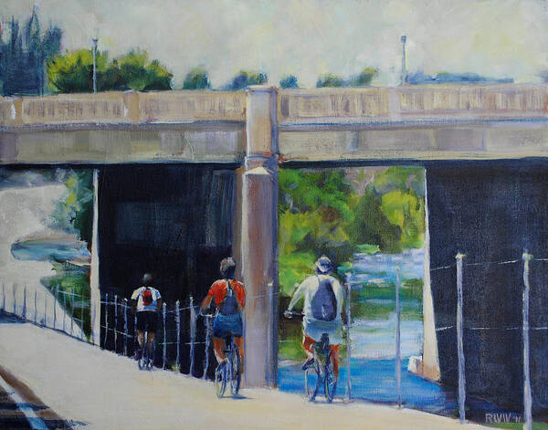 Los Angeles Art Print featuring the painting LA River Bikepath by Richard Willson
