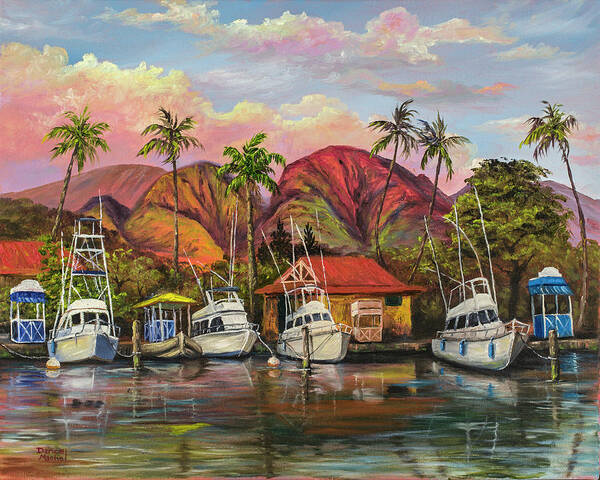 Darice Art Print featuring the painting Lahaina Harbor Sunset by Darice Machel McGuire
