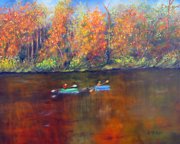 Lake Nockamixon Art Print featuring the painting Lake Nockamixon Autumn by Loretta Luglio