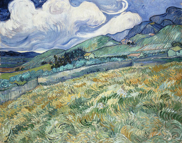 Van Gogh Art Print featuring the painting Landscape from Saint Remy, from 1889 by Vincent van Gogh