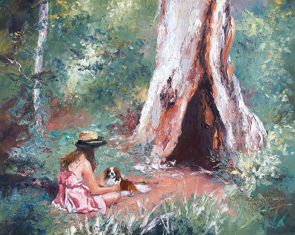 Landscape Art Print featuring the painting Landscape Painting - By the Hollow Tree by Jan Matson