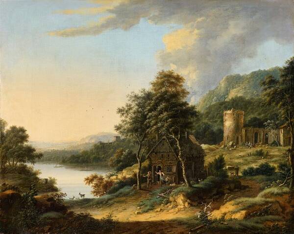 Johann Christian Vollerdt Art Print featuring the painting Landscape with a Farmhouse by Johann Christian