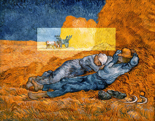 Postmodernism Art Print featuring the digital art Layered 14 van Gogh by David Bridburg