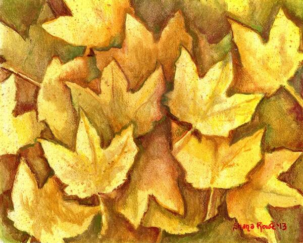 Leaf Art Print featuring the painting Life is Golden by Shana Rowe Jackson