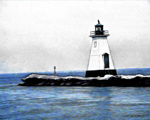 Lighthouse Art Print featuring the digital art Lighthouse by Leslie Montgomery