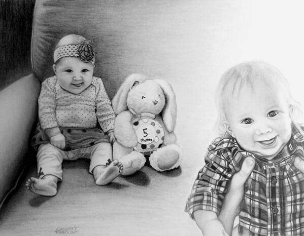 Girl Art Print featuring the drawing Lilah and Evan by Danielle R T Haney