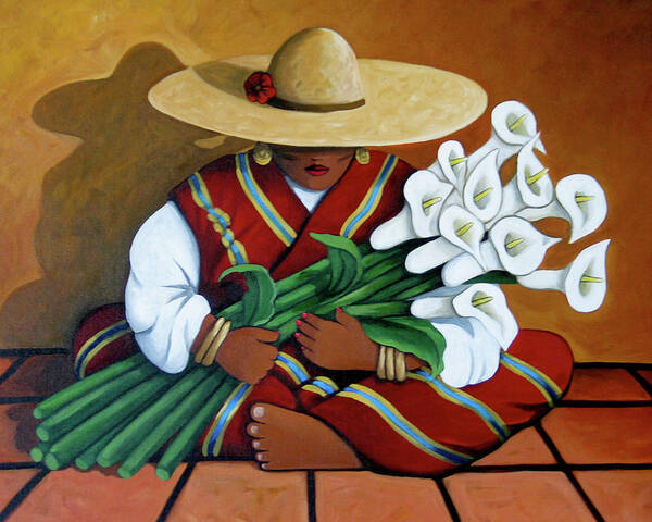 Contemporary Native American Art Art Print featuring the painting Lily Woman by Lance Headlee