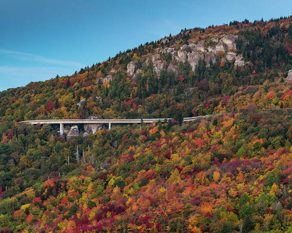 Adventure Art Print featuring the photograph Linn Cove Viaduct In Fall from Rough Ridge by Kelly VanDellen