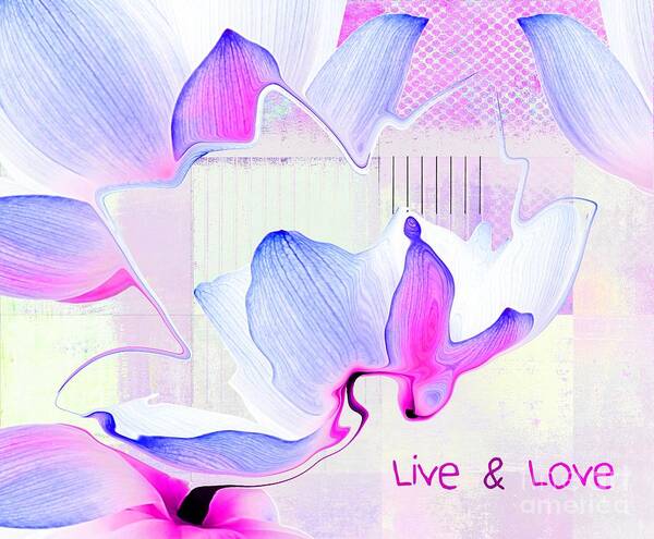 Pink Art Print featuring the digital art Live n Love - absf14a by Variance Collections