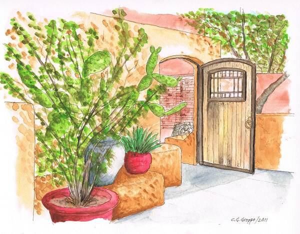 Watercolors Art Print featuring the painting Living Desert Botanical Garden - California by Carlos G Groppa