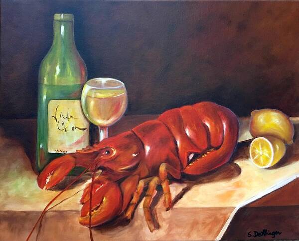 Maine Lobster Art Print featuring the painting Lobster Fest by Susan Dehlinger