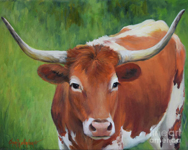 Longhorn Print Art Print featuring the painting Longhorn I by Cheri Wollenberg