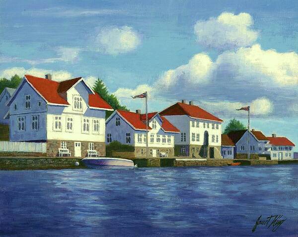 Loshavn Art Print featuring the painting Loshavn village Norway by Janet King