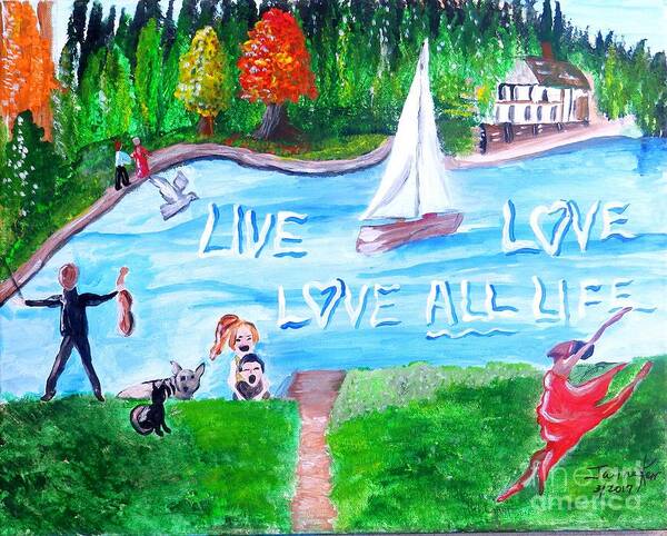 Lake Canvas Print Art Print featuring the painting Love All Life by Jayne Kerr