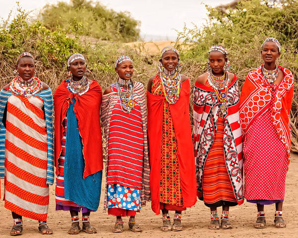 Africa Art Print featuring the photograph Maasai Women by Mitchell R Grosky