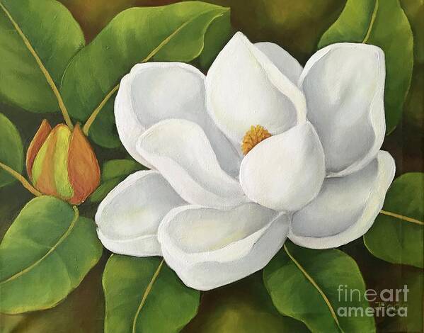 Magnolia Art Print featuring the painting Magnolia by Inese Poga